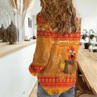 Funny Christmas F Caw F Chicken Women Casual Shirt Merry Craw Mas - Wonder Print Shop