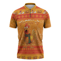 Funny Christmas F Caw F Chicken Zipper Polo Shirt Merry Craw Mas - Wonder Print Shop