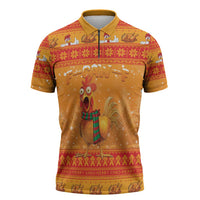 Funny Christmas F Caw F Chicken Zipper Polo Shirt Merry Craw Mas - Wonder Print Shop