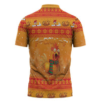 Funny Christmas F Caw F Chicken Zipper Polo Shirt Merry Craw Mas - Wonder Print Shop