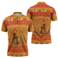 Funny Christmas F Caw F Chicken Zipper Polo Shirt Merry Craw Mas - Wonder Print Shop