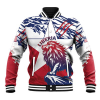 Personalised Liberia Lion Baseball Jacket Grunge Style - Wonder Print Shop