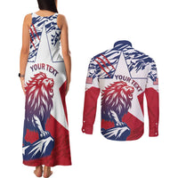 Personalised Liberia Lion Couples Matching Tank Maxi Dress and Long Sleeve Button Shirt Grunge Style - Wonder Print Shop