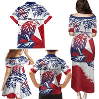 Personalised Liberia Lion Family Matching Puletasi and Hawaiian Shirt Grunge Style - Wonder Print Shop