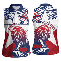 Personalised Liberia Lion Women Sleeveless Polo Shirt Grunge Style - Wonder Print Shop