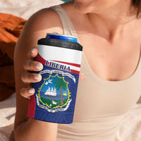 Personalised Liberia 4 in 1 Can Cooler Tumbler Coat Of Arms - African Pattern - Wonder Print Shop