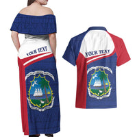 Personalised Liberia Couples Matching Off Shoulder Maxi Dress and Hawaiian Shirt Coat Of Arms - African Pattern - Wonder Print Shop