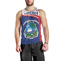 Personalised Liberia Men Tank Top Coat Of Arms - African Pattern - Wonder Print Shop