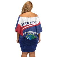 Personalised Liberia Off Shoulder Short Dress Coat Of Arms - African Pattern - Wonder Print Shop