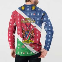 Namibia Christmas Button Sweatshirt Coat Of Arms Frohe Weihnachten - Wonder Print Shop