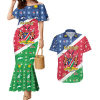Namibia Christmas Couples Matching Mermaid Dress and Hawaiian Shirt Coat Of Arms Frohe Weihnachten - Wonder Print Shop