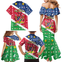 Namibia Christmas Family Matching Mermaid Dress and Hawaiian Shirt Coat Of Arms Frohe Weihnachten - Wonder Print Shop
