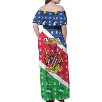 Namibia Christmas Family Matching Off Shoulder Maxi Dress and Hawaiian Shirt Coat Of Arms Frohe Weihnachten - Wonder Print Shop
