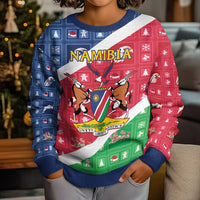 Namibia Christmas Kid Ugly Christmas Sweater Coat Of Arms Frohe Weihnachten - Wonder Print Shop