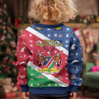 Namibia Christmas Kid Ugly Christmas Sweater Coat Of Arms Frohe Weihnachten - Wonder Print Shop