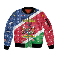 Namibia Christmas Sleeve Zip Bomber Jacket Coat Of Arms Frohe Weihnachten - Wonder Print Shop