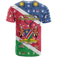 Namibia Christmas T Shirt Coat Of Arms Frohe Weihnachten - Wonder Print Shop