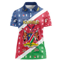 Namibia Christmas Women Polo Shirt Coat Of Arms Frohe Weihnachten - Wonder Print Shop
