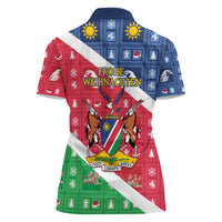 Namibia Christmas Women Polo Shirt Coat Of Arms Frohe Weihnachten - Wonder Print Shop