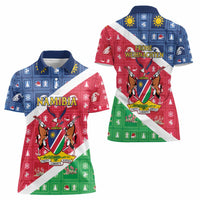 Namibia Christmas Women Polo Shirt Coat Of Arms Frohe Weihnachten - Wonder Print Shop