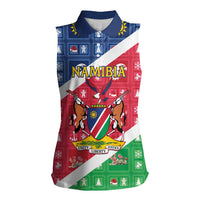 Namibia Christmas Women Sleeveless Polo Shirt Coat Of Arms Frohe Weihnachten - Wonder Print Shop