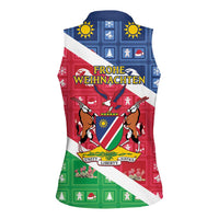 Namibia Christmas Women Sleeveless Polo Shirt Coat Of Arms Frohe Weihnachten - Wonder Print Shop