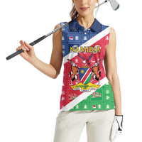 Namibia Christmas Women Sleeveless Polo Shirt Coat Of Arms Frohe Weihnachten - Wonder Print Shop