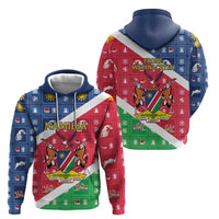 Namibia Christmas Zip Hoodie Coat Of Arms Frohe Weihnachten - Wonder Print Shop