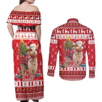 Peru Christmas Couples Matching Off Shoulder Maxi Dress and Long Sleeve Button Shirt Peruvian Alpaca Feliz Navidad - Wonder Print Shop