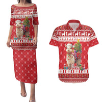 Peru Christmas Couples Matching Puletasi and Hawaiian Shirt Peruvian Alpaca Feliz Navidad - Wonder Print Shop