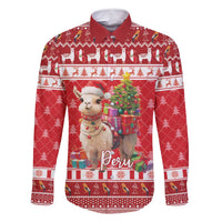 Peru Christmas Family Matching Long Sleeve Bodycon Dress and Hawaiian Shirt Peruvian Alpaca Feliz Navidad - Wonder Print Shop