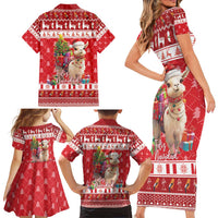 Peru Christmas Family Matching Short Sleeve Bodycon Dress and Hawaiian Shirt Peruvian Alpaca Feliz Navidad - Wonder Print Shop