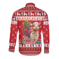 Peru Christmas Long Sleeve Button Shirt Peruvian Alpaca Feliz Navidad - Wonder Print Shop