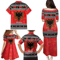 Albania Christmas Family Matching Puletasi and Hawaiian Shirt Albanian Eagle Gezuar Krishtlindja - Wonder Print Shop