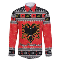Albania Christmas Family Matching Short Sleeve Bodycon Dress and Hawaiian Shirt Albanian Eagle Gezuar Krishtlindja - Wonder Print Shop