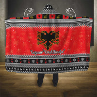 Albania Christmas Hooded Blanket Albanian Eagle Gezuar Krishtlindja