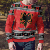 Albania Christmas Ugly Christmas Sweater Albanian Eagle Gezuar Krishtlindja - Wonder Print Shop