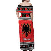 Albania Christmas Off Shoulder Maxi Dress Albanian Eagle Gezuar Krishtlindja - Wonder Print Shop