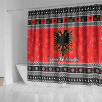 Albania Christmas Shower Curtain Albanian Eagle Gezuar Krishtlindja