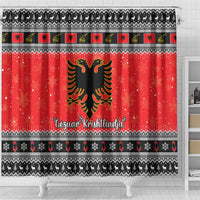Albania Christmas Shower Curtain Albanian Eagle Gezuar Krishtlindja
