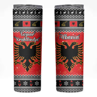 Albania Christmas Skinny Tumbler Albanian Eagle Gezuar Krishtlindja - Wonder Print Shop