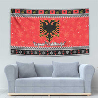 Albania Christmas Tapestry Albanian Eagle Gezuar Krishtlindja - Wonder Print Shop