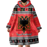 Albania Christmas Wearable Blanket Hoodie Albanian Eagle Gezuar Krishtlindja - Wonder Print Shop