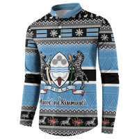 Botswana Christmas Button Sweatshirt Coat Of Arms Muve neKisimusi - Wonder Print Shop