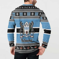 Botswana Christmas Button Sweatshirt Coat Of Arms Muve neKisimusi - Wonder Print Shop
