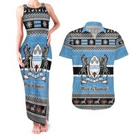 Botswana Christmas Couples Matching Tank Maxi Dress and Hawaiian Shirt Coat Of Arms Muve neKisimusi - Wonder Print Shop