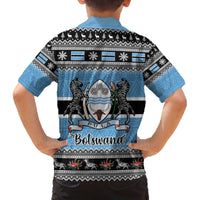 Botswana Christmas Family Matching Off The Shoulder Long Sleeve Dress and Hawaiian Shirt Coat Of Arms Muve neKisimusi - Wonder Print Shop
