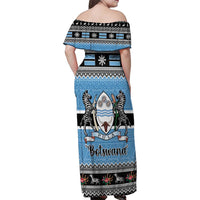 Botswana Christmas Family Matching Off Shoulder Maxi Dress and Hawaiian Shirt Coat Of Arms Muve neKisimusi - Wonder Print Shop