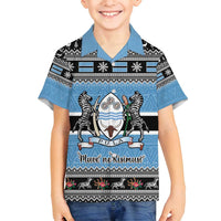 Botswana Christmas Family Matching Off Shoulder Short Dress and Hawaiian Shirt Coat Of Arms Muve neKisimusi - Wonder Print Shop