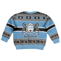 Botswana Christmas Kid Ugly Christmas Sweater Coat Of Arms Muve neKisimusi - Wonder Print Shop